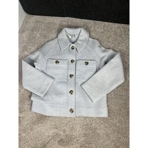 Madewell Sweater Women XXS Grey Merino Wool Cardigan Button Heavy Blazer NWT